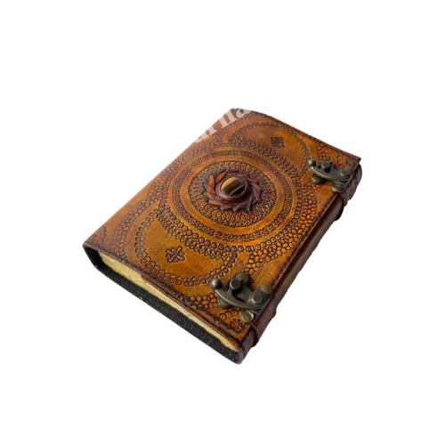 Stone Leather Journal Deckle Art Paper Embossed Leather Bound Writing Notebook Diary Best Gift For Men & Women Scrapbook Diary